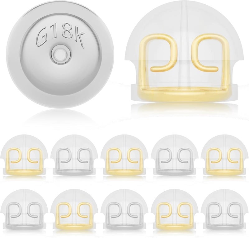 JUNCHONG 18K Gold Locking Secure Earring Backs for Studs, Silicone Earring Backs for Women Men, 6 PCS Gold and 6 PCS Silver - Image 1